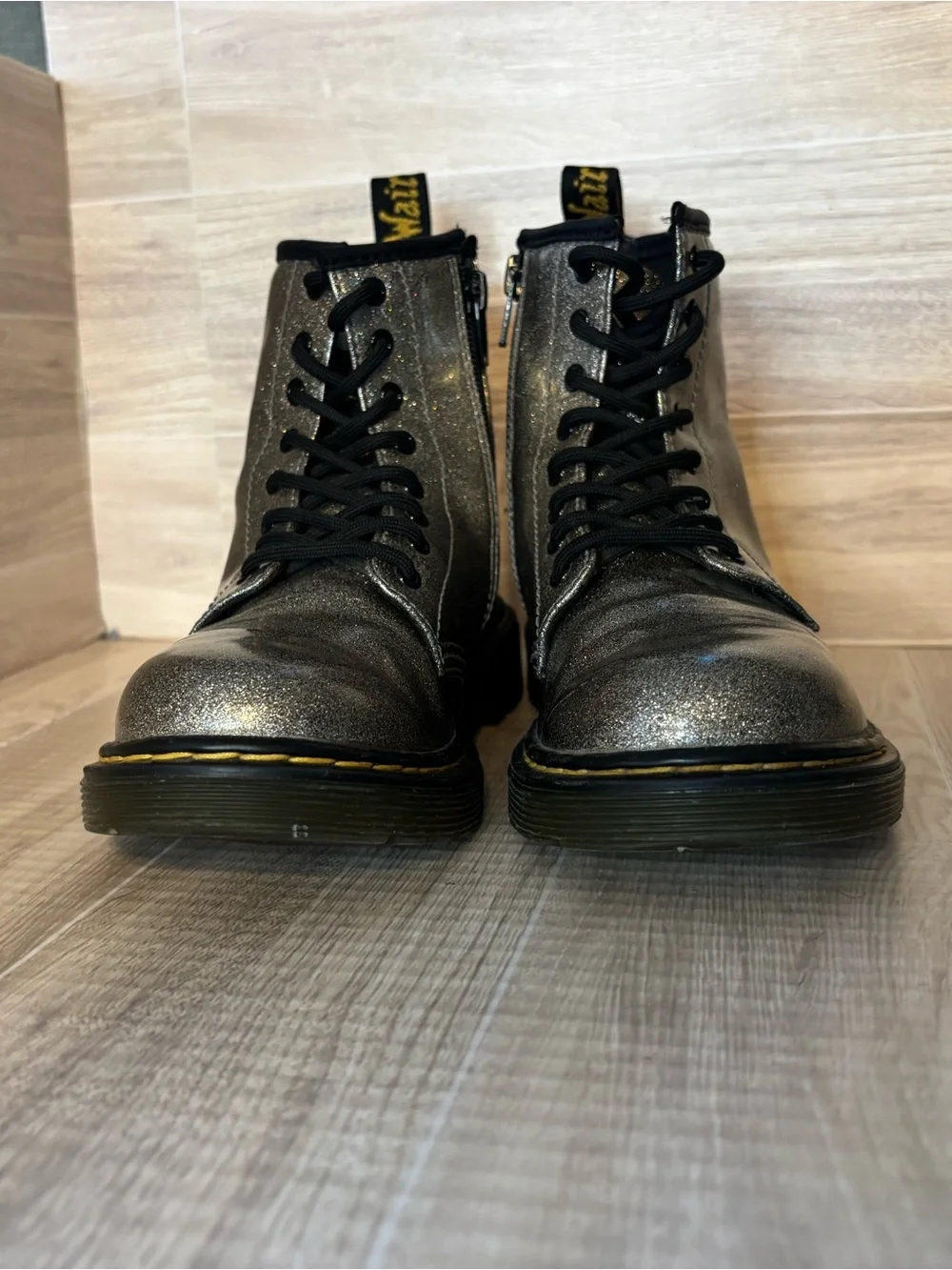 Dr. Martens Air Wair #1460 Glitter J Zip Combat Boots Kids Girl’s